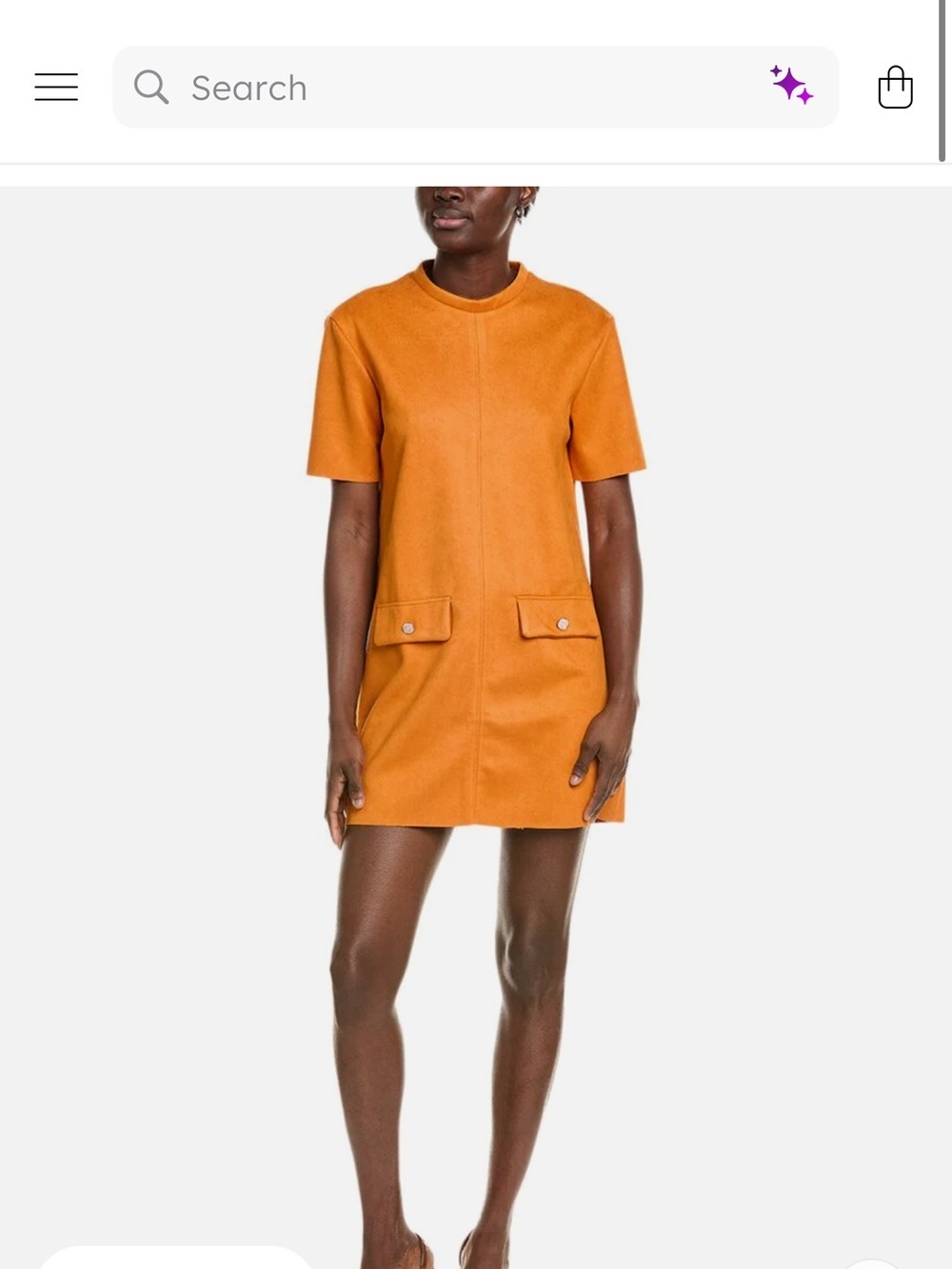 Zara Mini Shift Dress in Burnt Orange